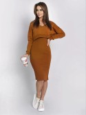 Set de damă rochie creion și bluză oversize scurtă taba FI765